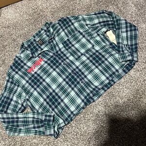 Stranger Things WSQK Radio flannel button up XXL  20 women's Plaid No Boundaries